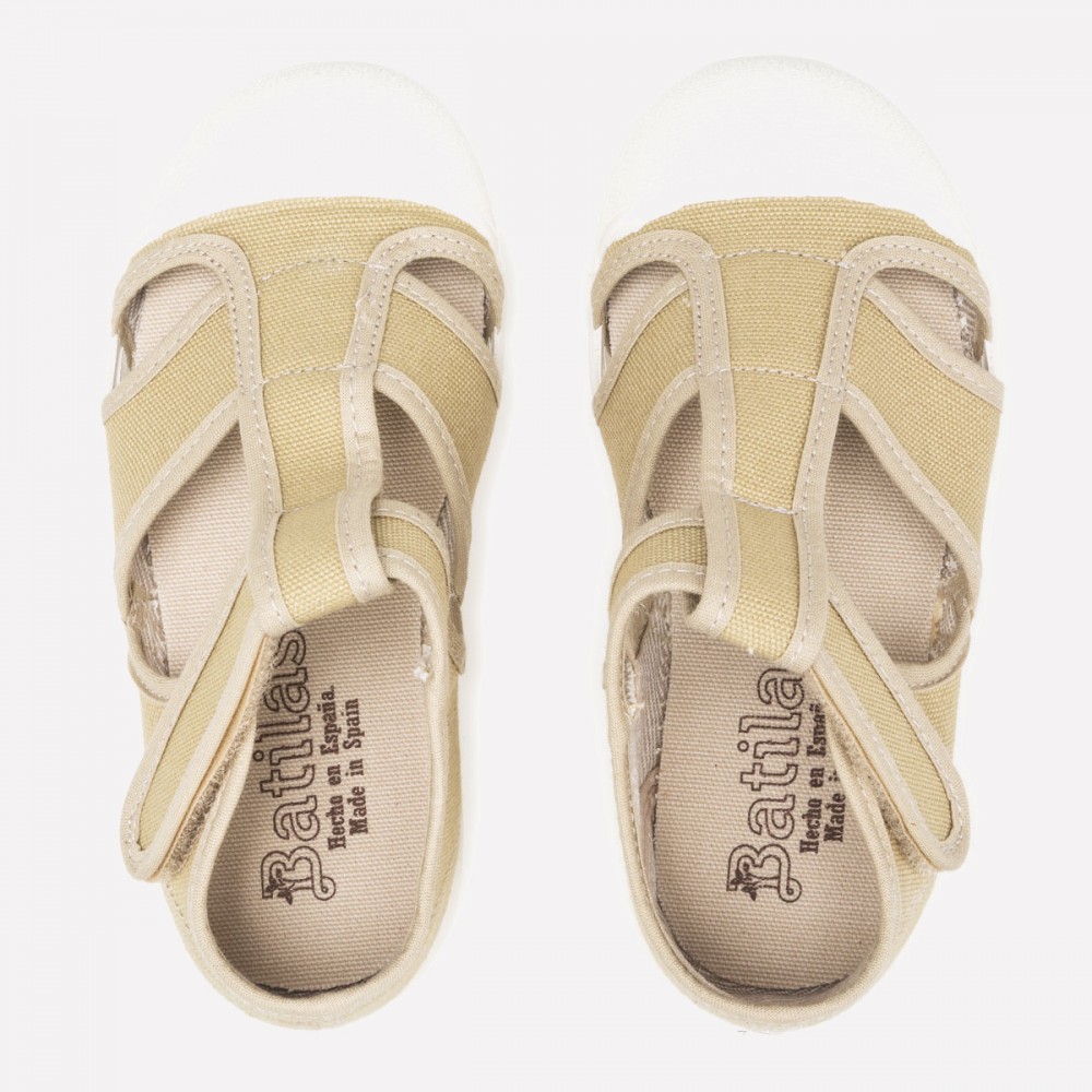 SANDALIA CERADA LONA PIEDRA