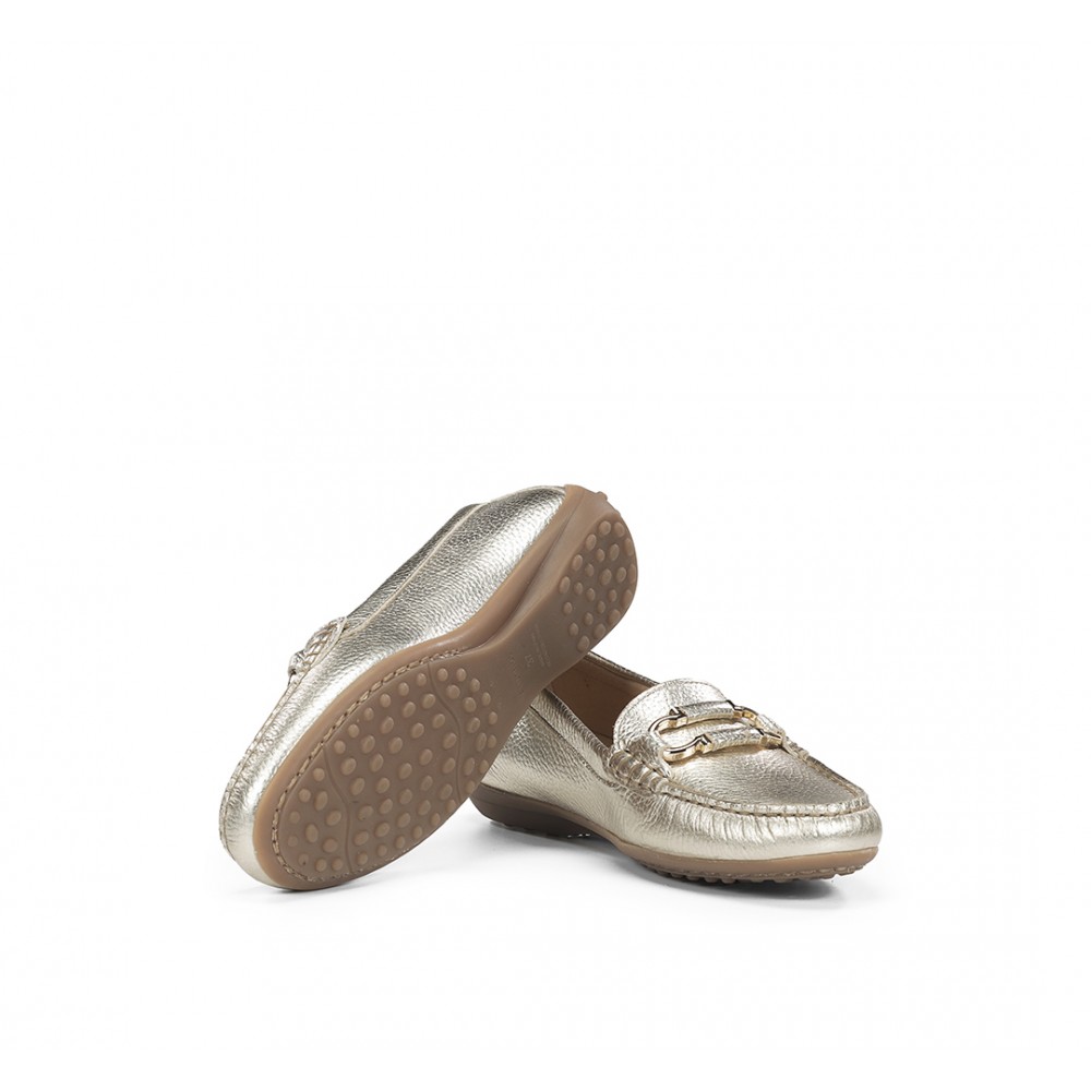 MOCASIN ESTRIBO METAL PLATINO