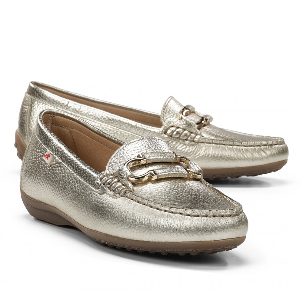 MOCASIN ESTRIBO METAL PLATINO