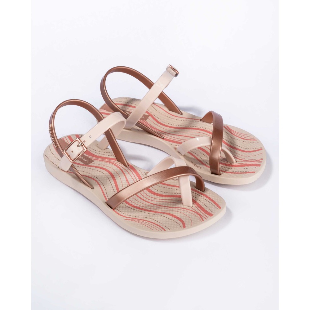SANDALIA AGUA FASHION BEIGE/METAL LIC