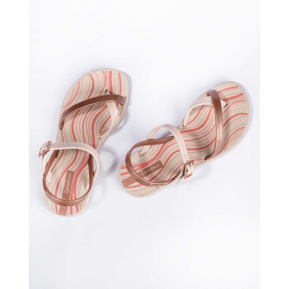 SANDALIA AGUA FASHION BEIGE/METAL LIC