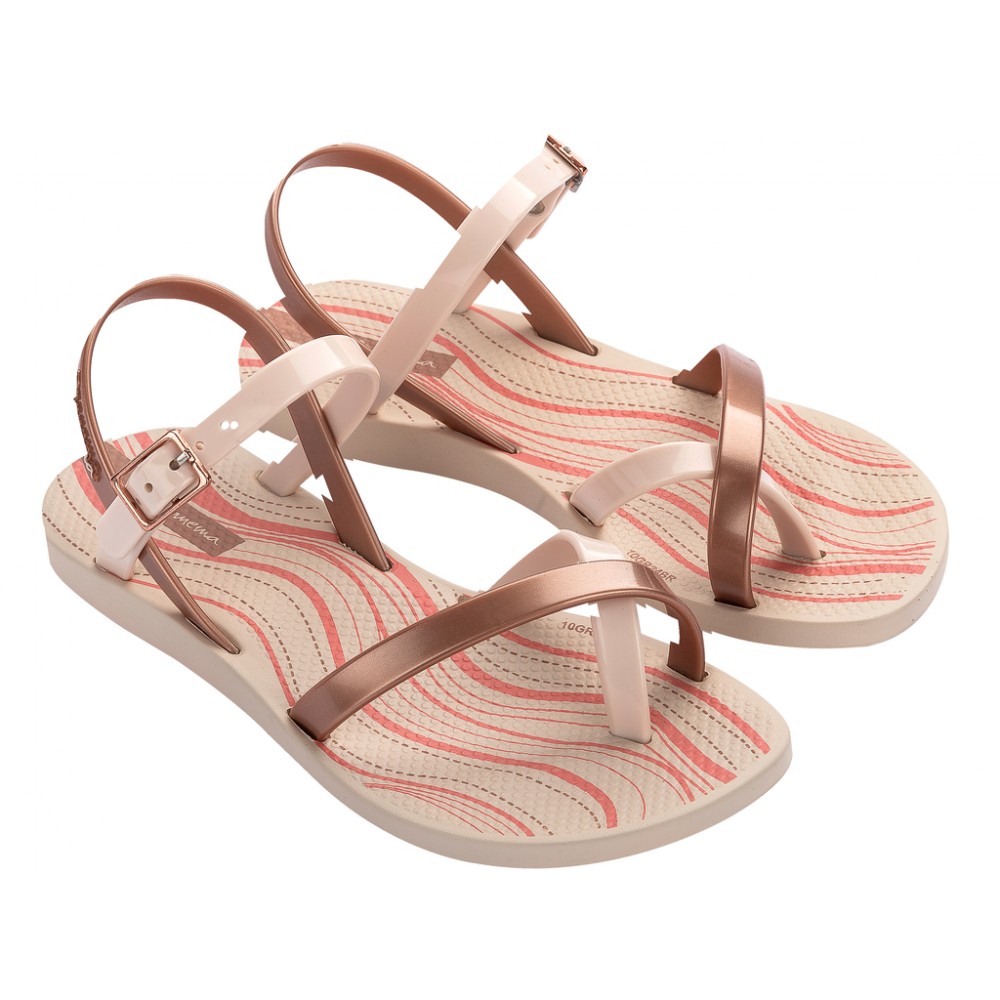 SANDALIA AGUA FASHION BEIGE/METAL LIC