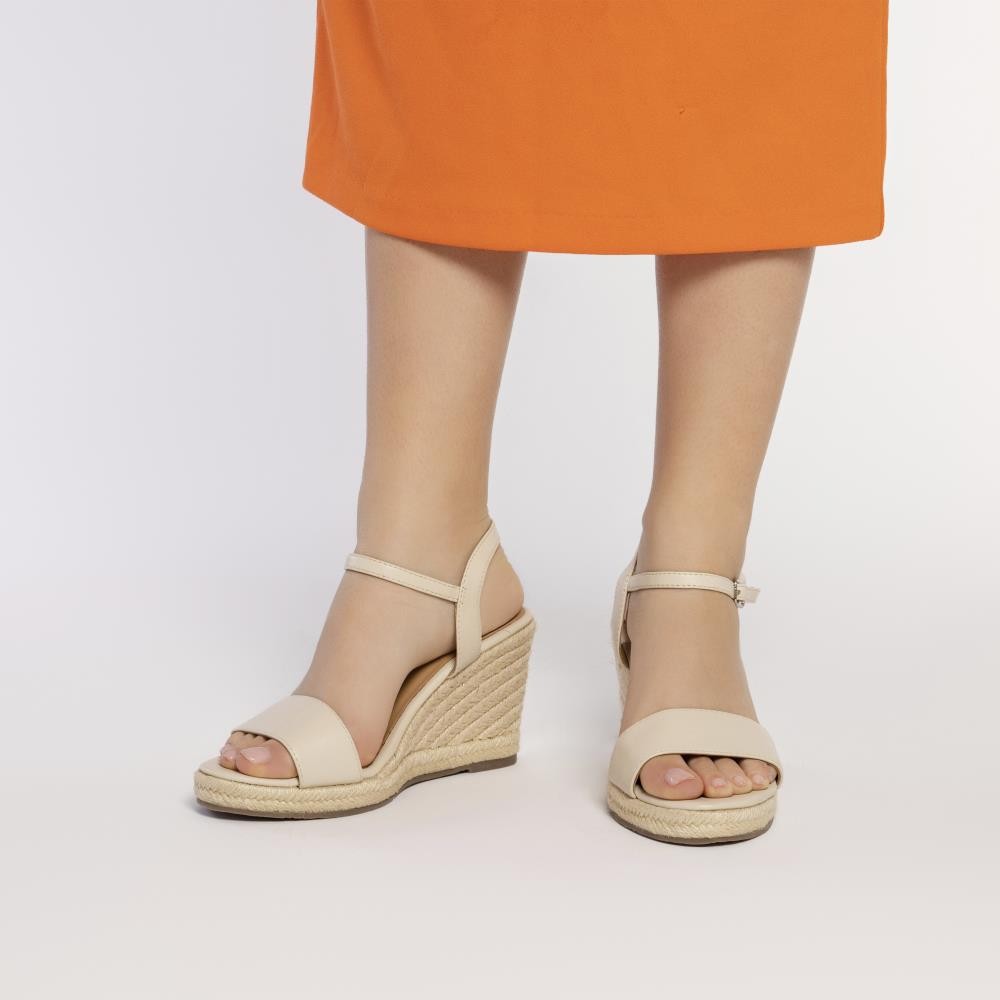 SANDALIA CUÑA YUTE OFF-WHITE