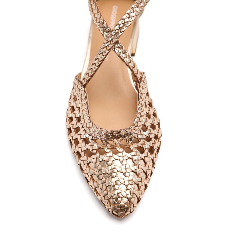 STILETTO DESTALONADO TRENZADO PLATINO