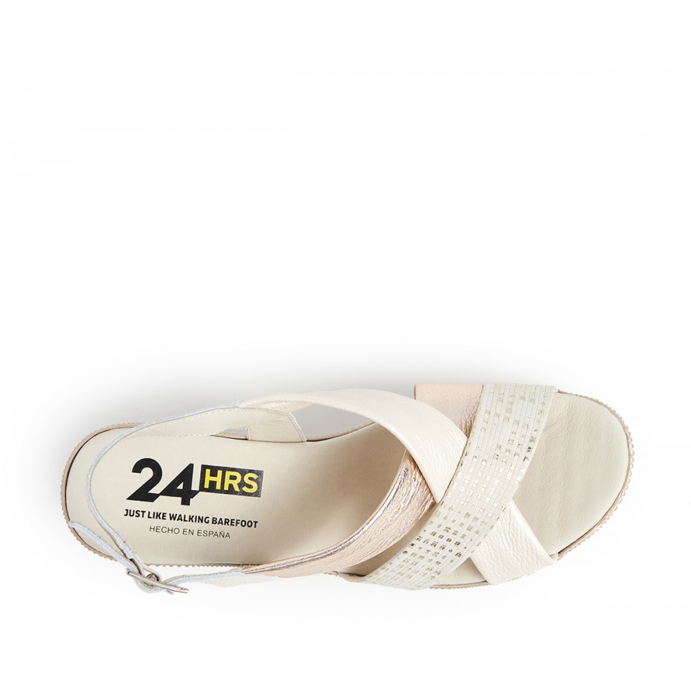 SANDALIA CRUZADA CUÑA LINO