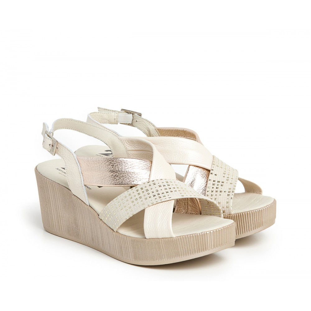 SANDALIA CRUZADA CUÑA LINO