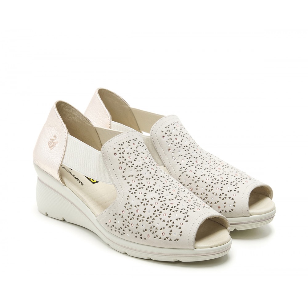 SANDALIA PICADA ELASTICOS CREMA-JAZMIN