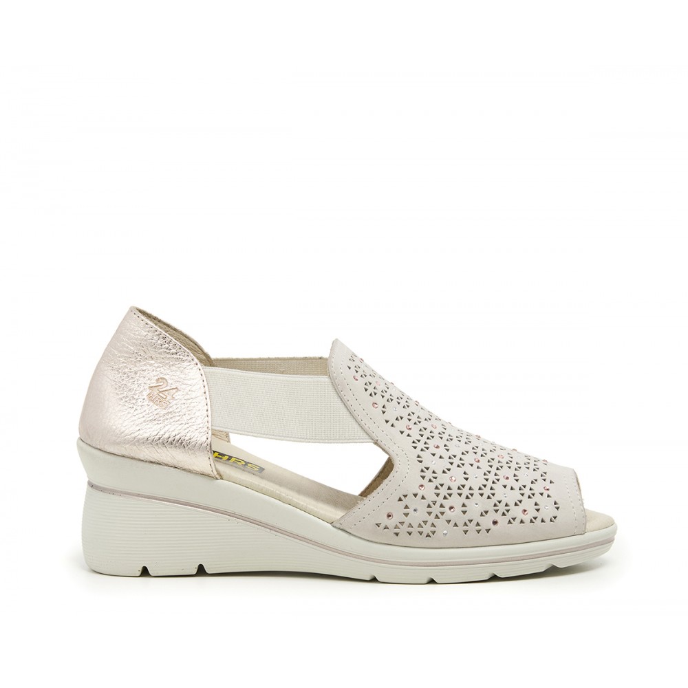 SANDALIA PICADA ELASTICOS CREMA-JAZMIN