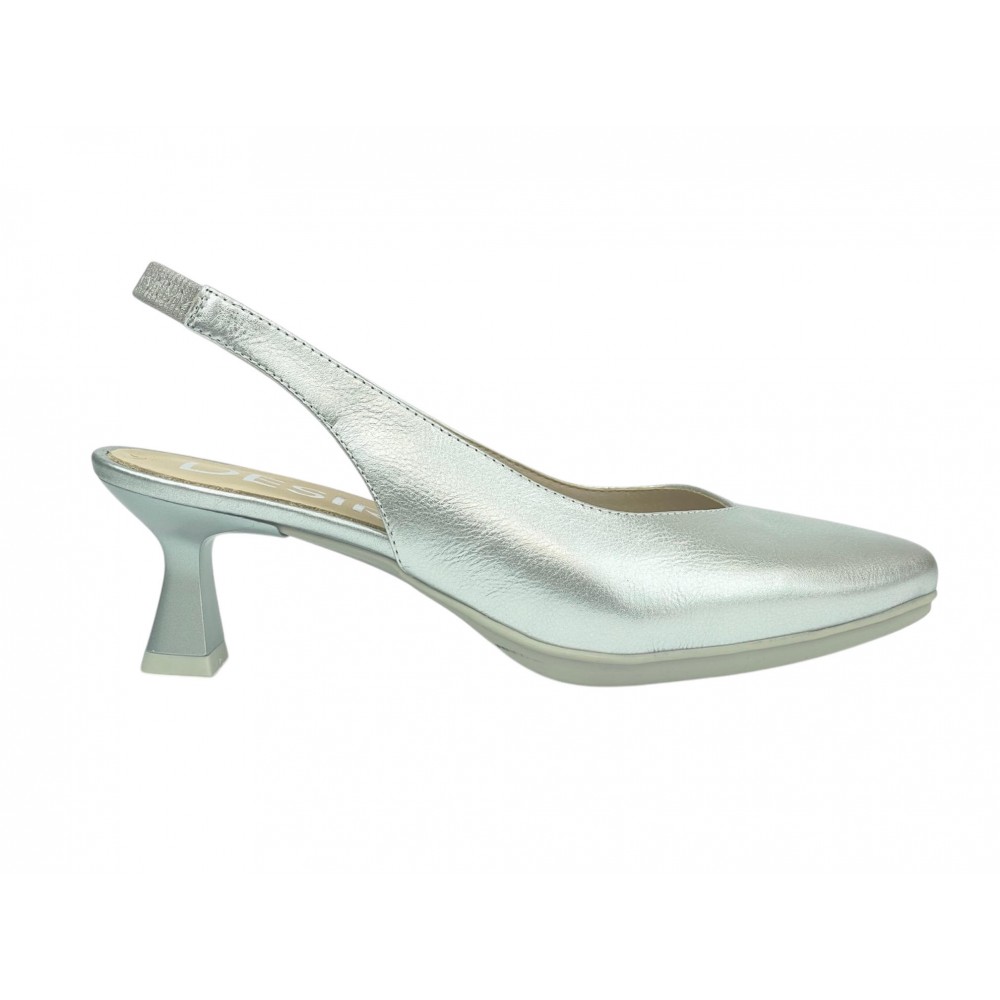 STILETTO DESTALONADO METAL PLATA