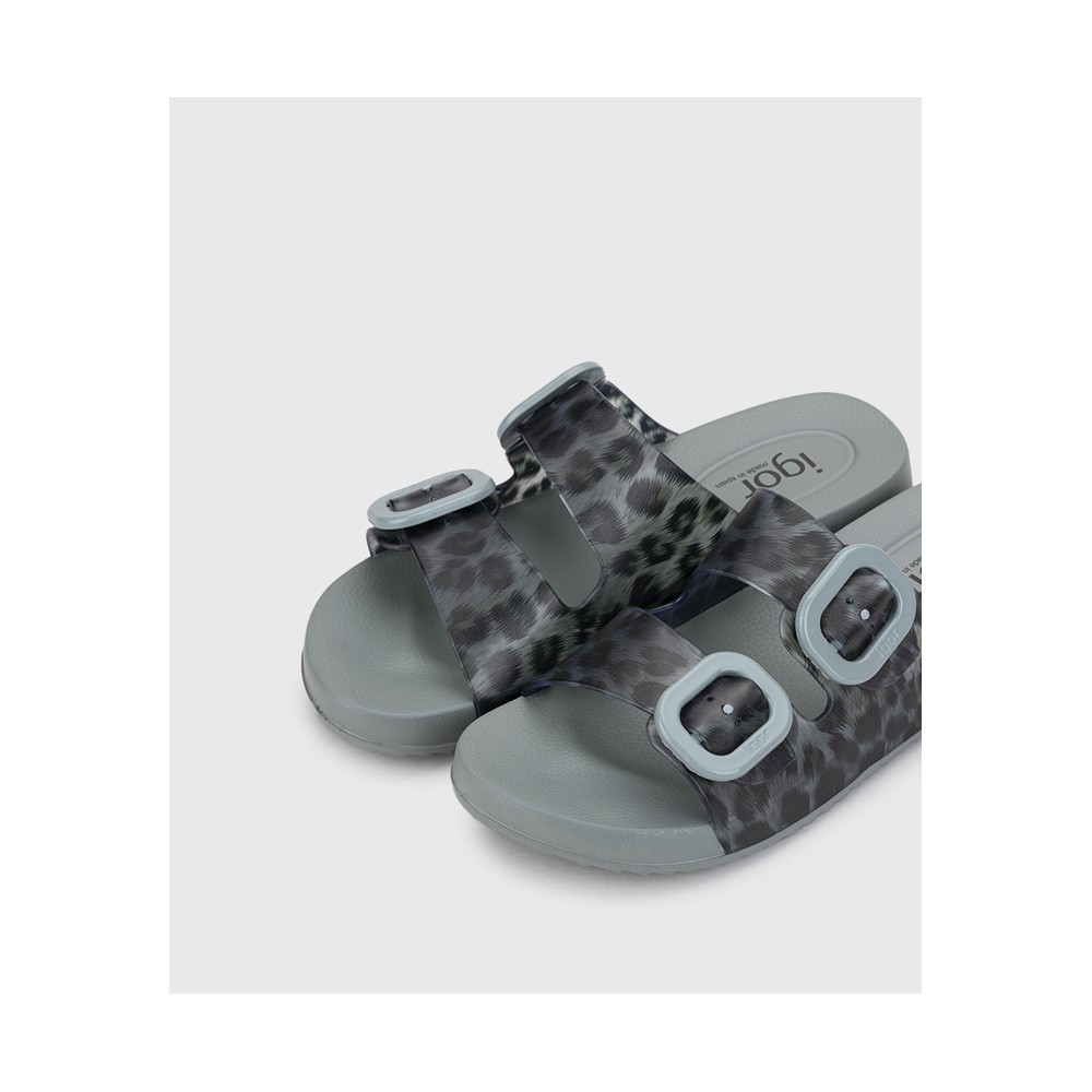 SANDALIA AGUA DOS HEBILLAS BRILLOS VERDE