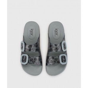 SANDALIA AGUA DOS HEBILLAS BRILLOS VERDE