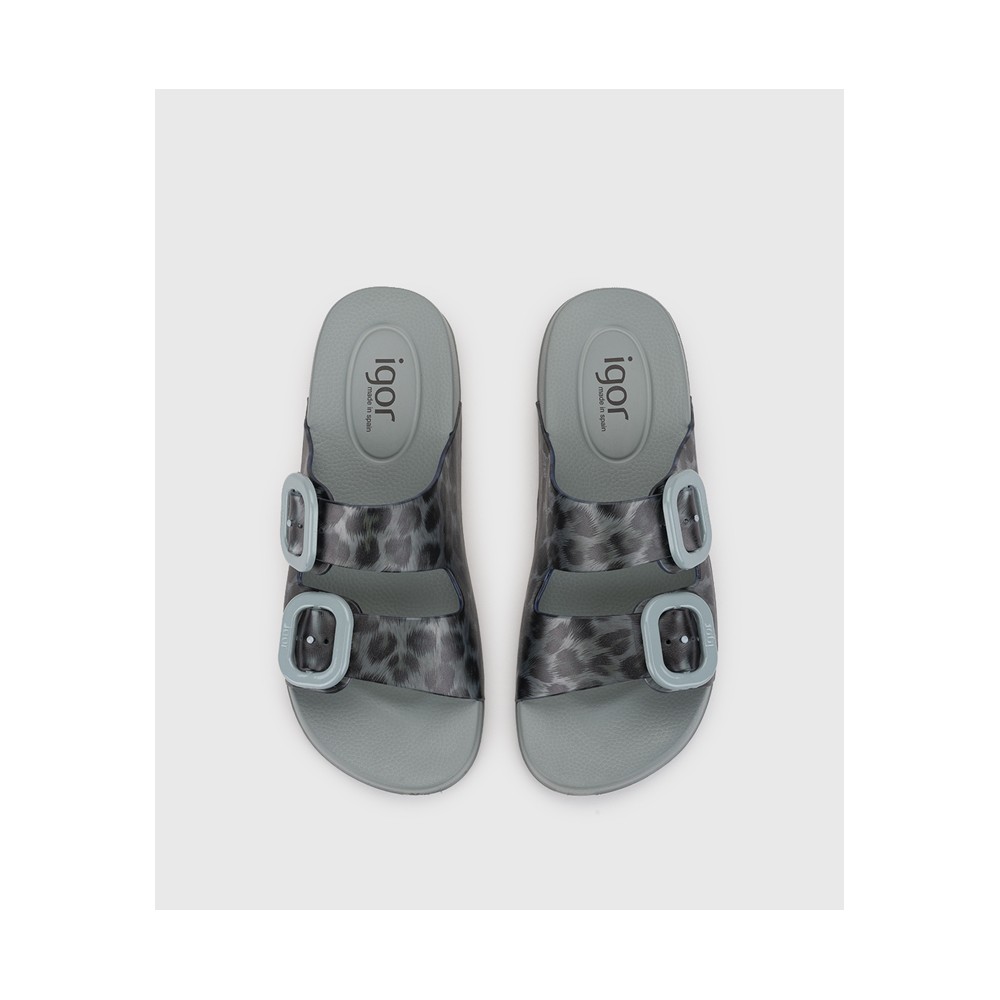 SANDALIA AGUA DOS HEBILLAS BRILLOS VERDE