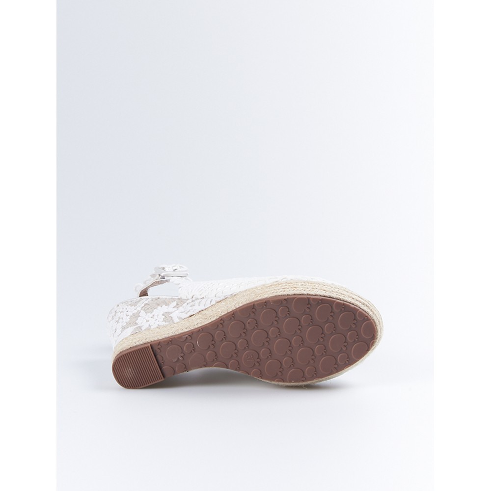 SANDALIA CUÑA YUTE MACRAME BLANCO