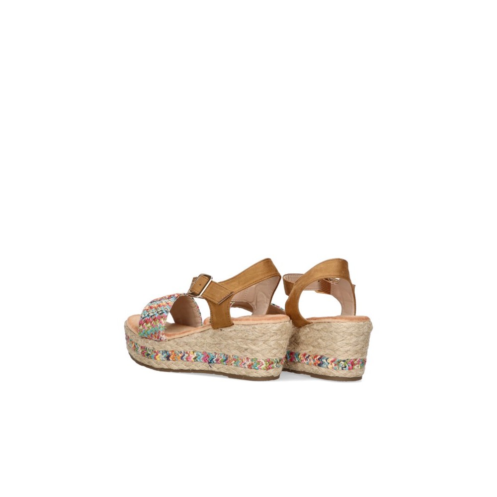 SANDALIA CUÑA YUTE RAFIA MULTICOLOR