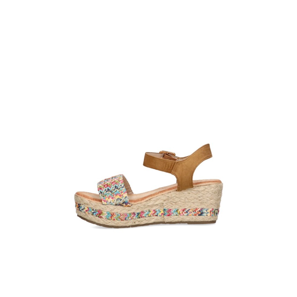 SANDALIA CUÑA YUTE RAFIA MULTICOLOR