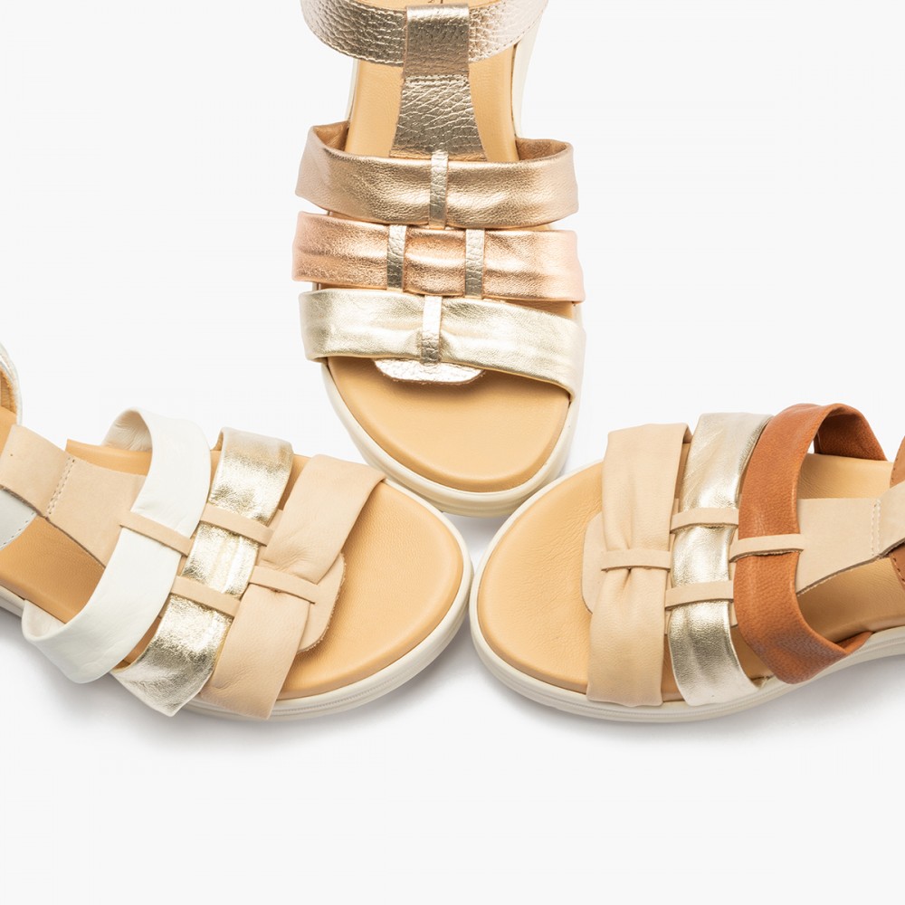 SANDALIA 3 TUBULARES NATURAL