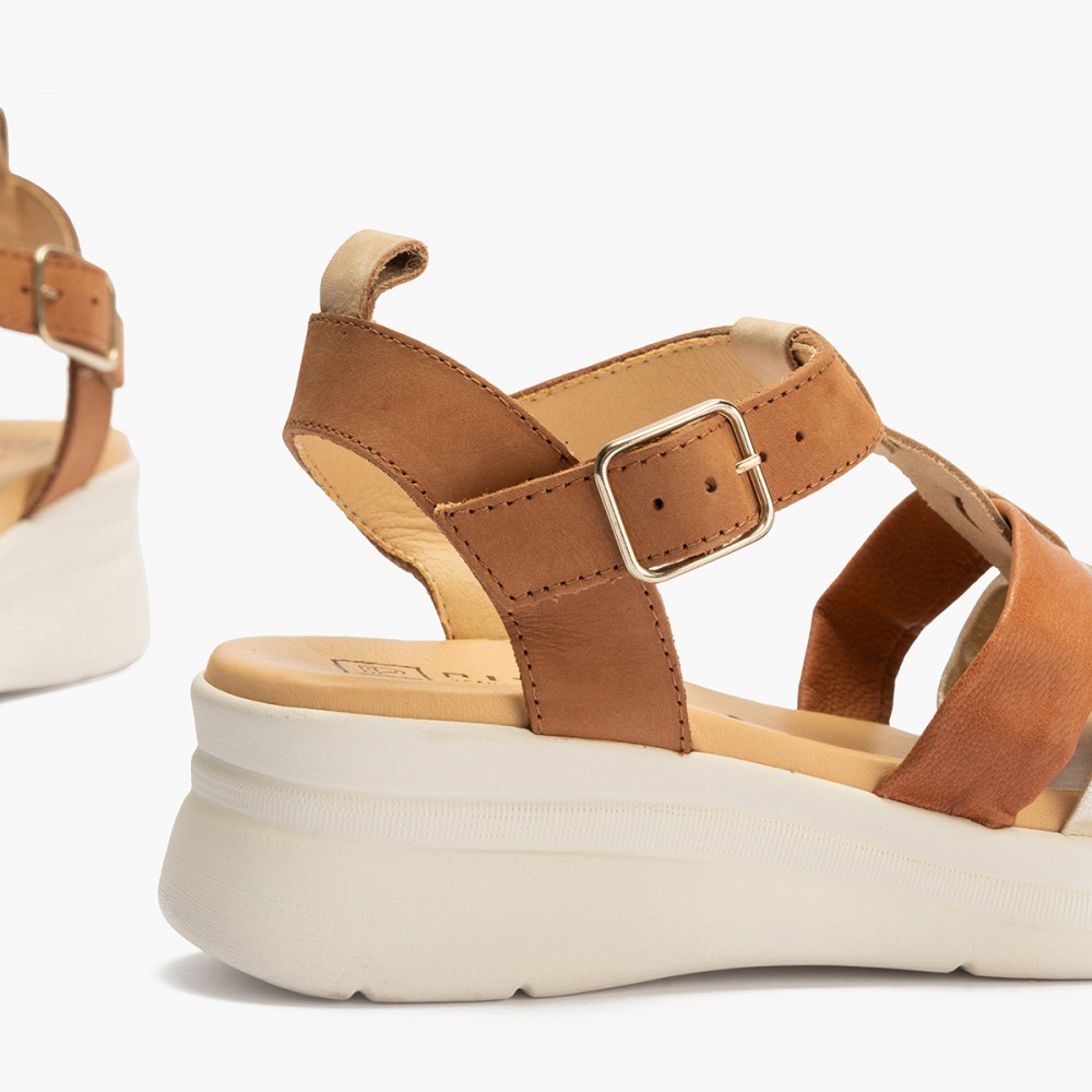 SANDALIA 3 TUBULARES NATURAL