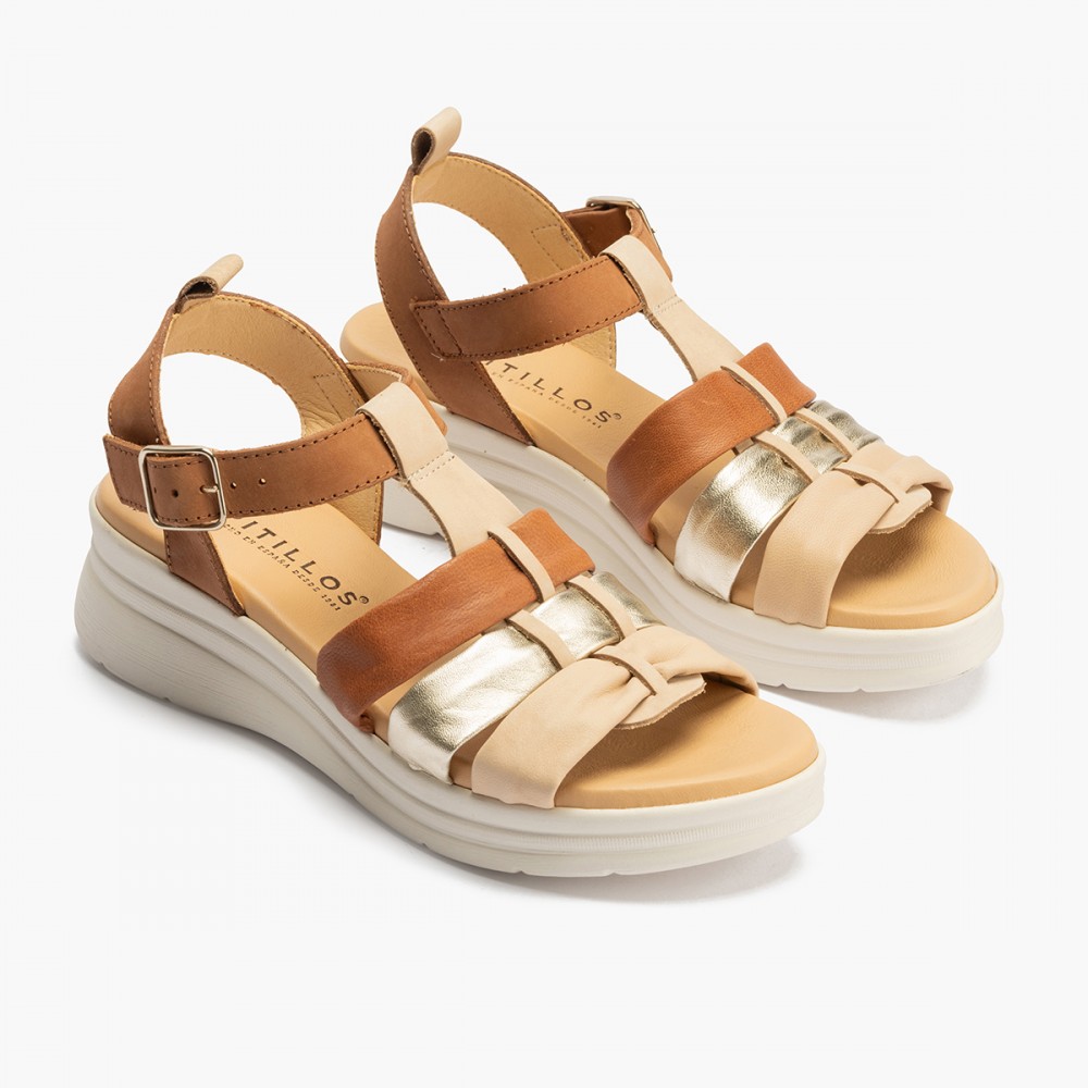 SANDALIA 3 TUBULARES NATURAL