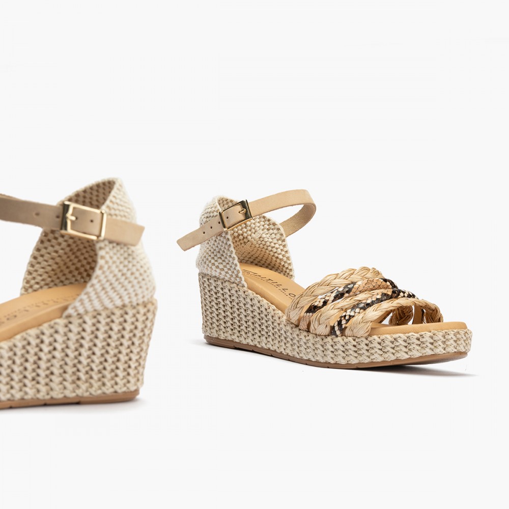 SANDALIA PALA TIRAS COMBINADAS NATURAL