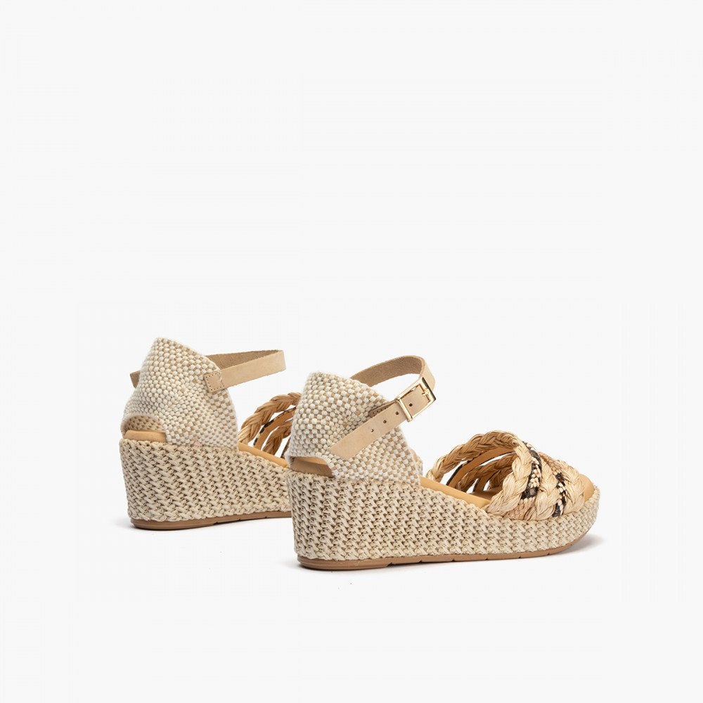 SANDALIA PALA TIRAS COMBINADAS NATURAL