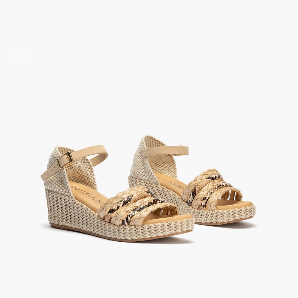 SANDALIA PALA TIRAS COMBINADAS NATURAL