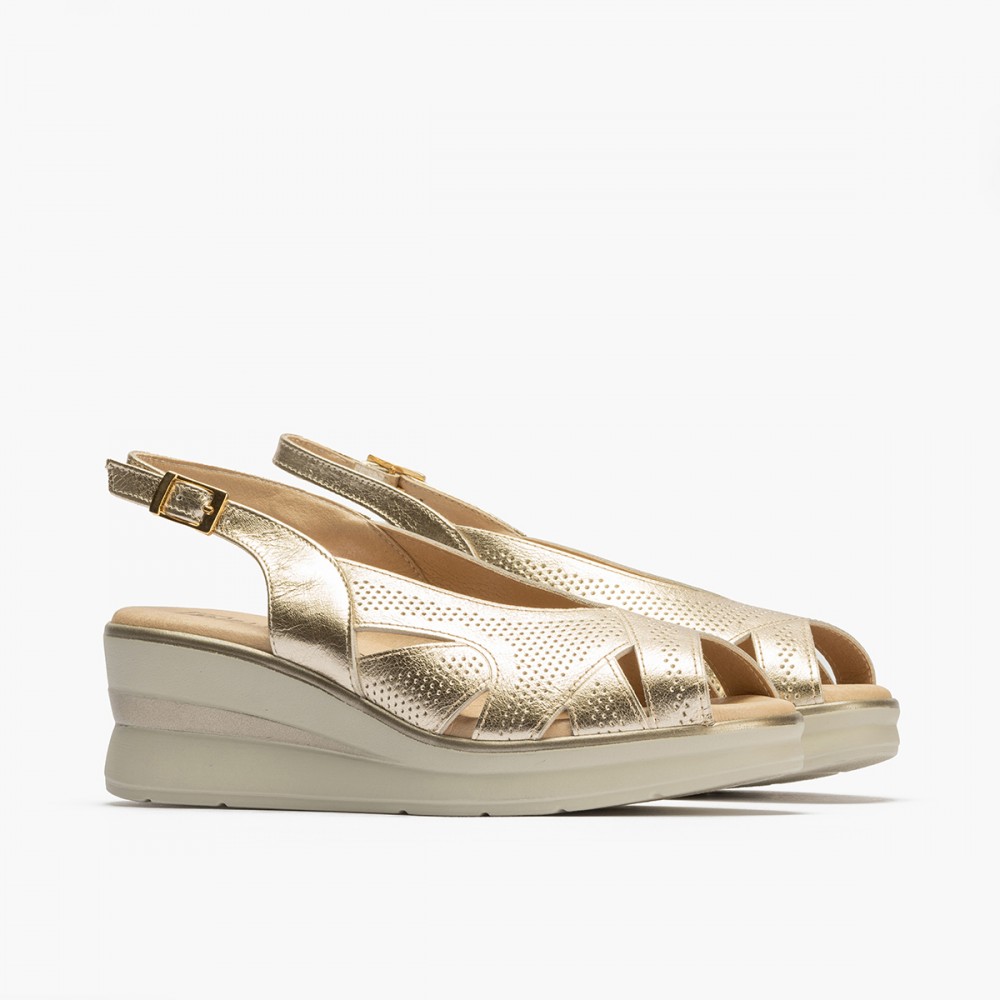 SANDALIA MICROPUNTOS ORO