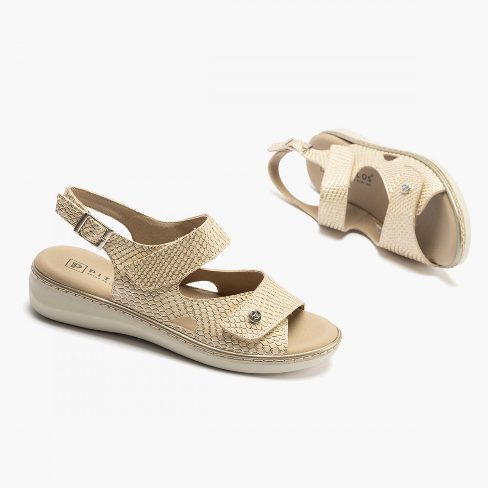 SANDALIA DOBLE VELCRO ORO