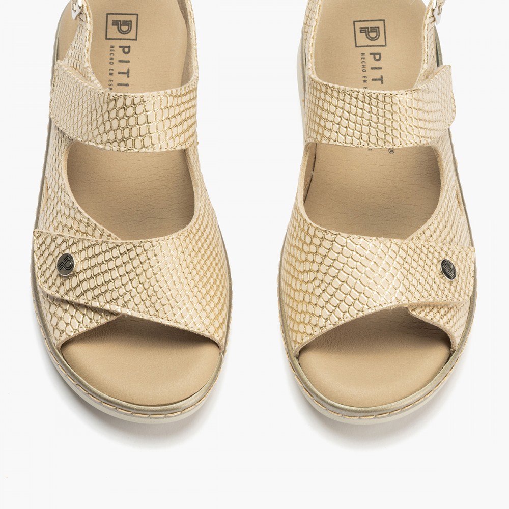SANDALIA DOBLE VELCRO ORO
