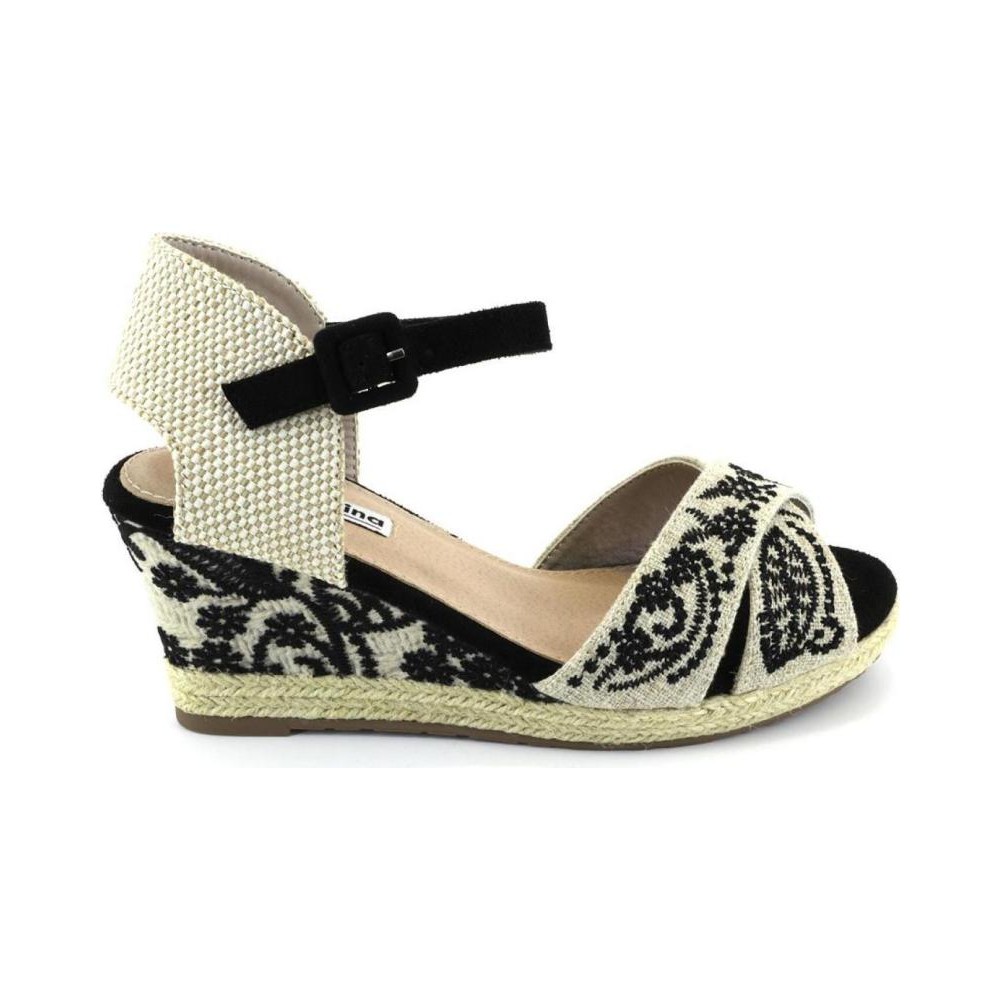 SANDALIA CUÑA YUTE CRUZADA NEGRO