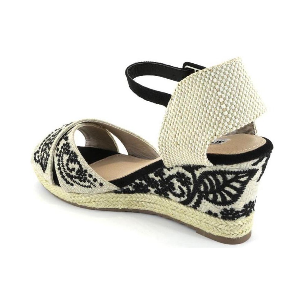 SANDALIA CUÑA YUTE CRUZADA NEGRO