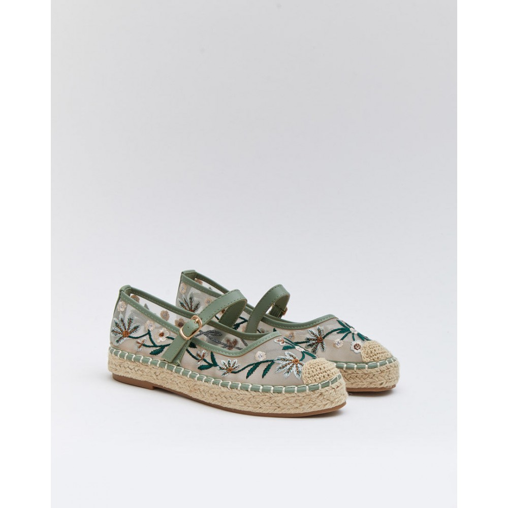 MERCEDITAS PISO YUTE BORDADOS GREEN