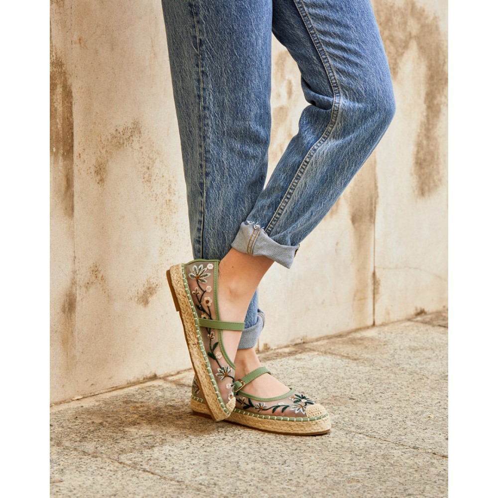 MERCEDITAS PISO YUTE BORDADOS GREEN