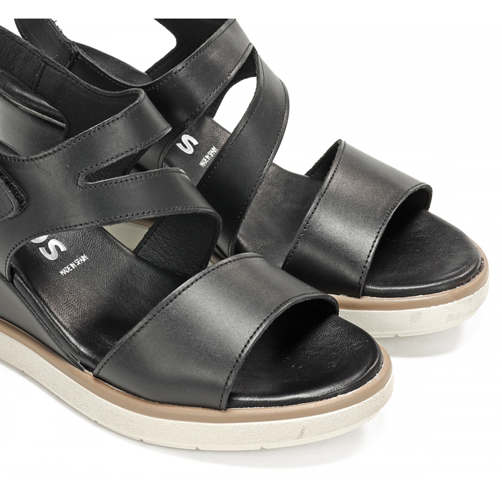 SANDALIA CUÑA TIBET NEGRO