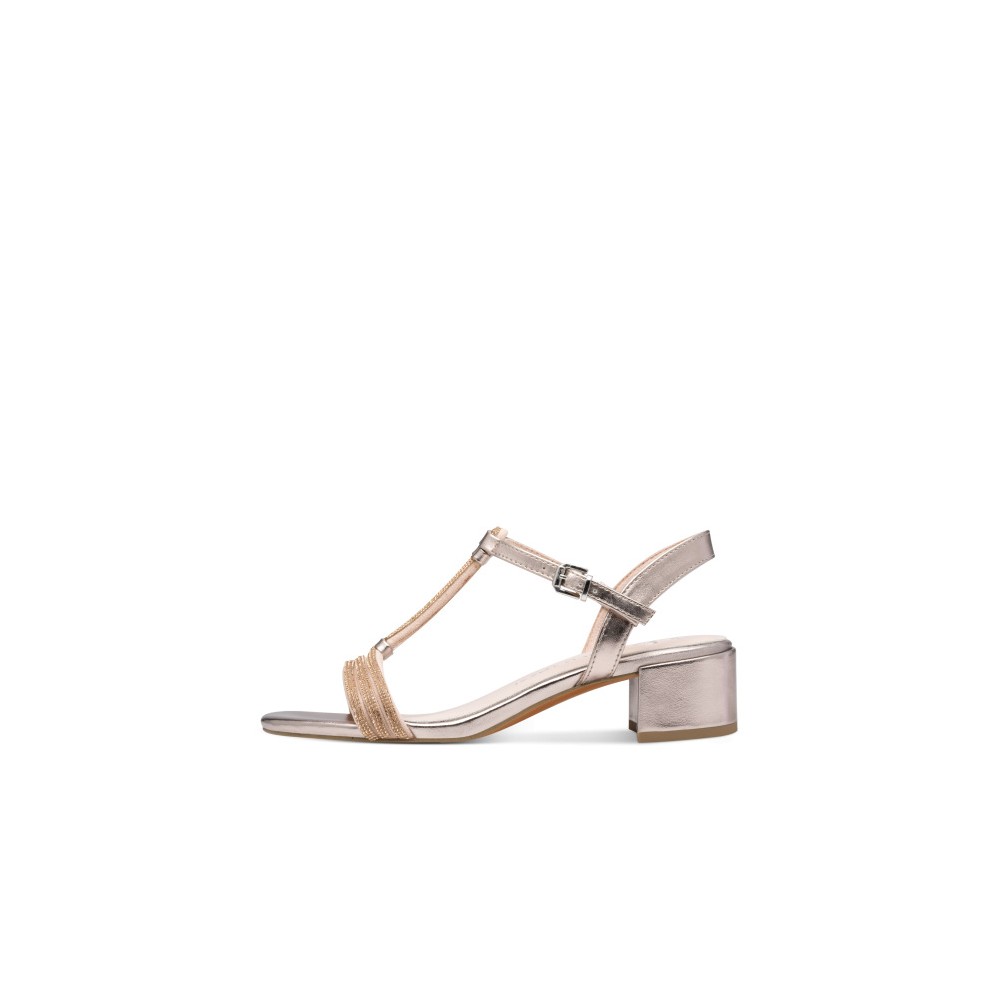 SANDALIA TIRAS T ROSE METALIZADO