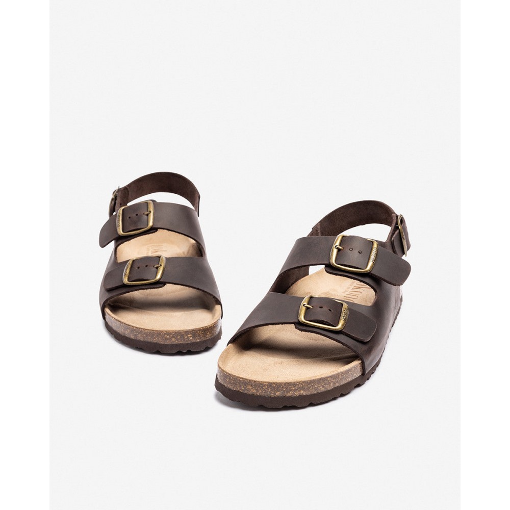SANDALIA BIO TRES HEBILLAS MARRON