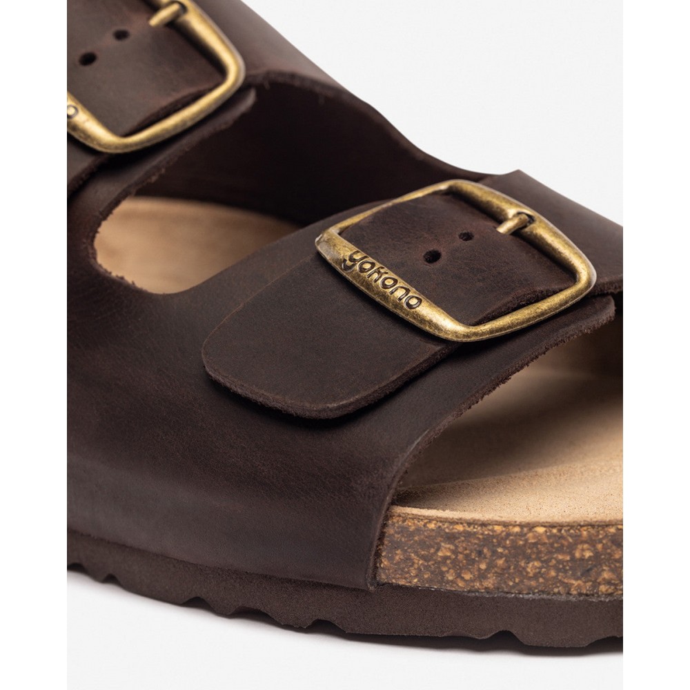 SANDALIA BIO TRES HEBILLAS MARRON