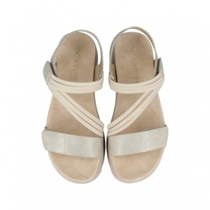 SANDALIA CONFORT TIRAS ELASTICAS PLATINO