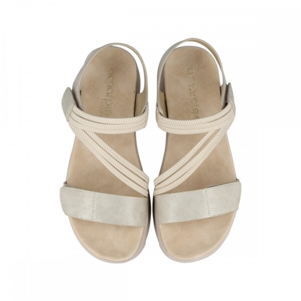 SANDALIA CONFORT TIRAS ELASTICAS PLATINO