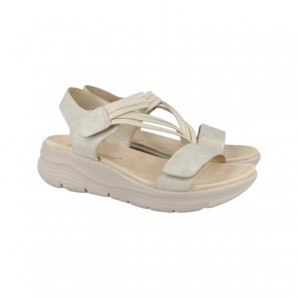 SANDALIA CONFORT TIRAS ELASTICAS PLATINO