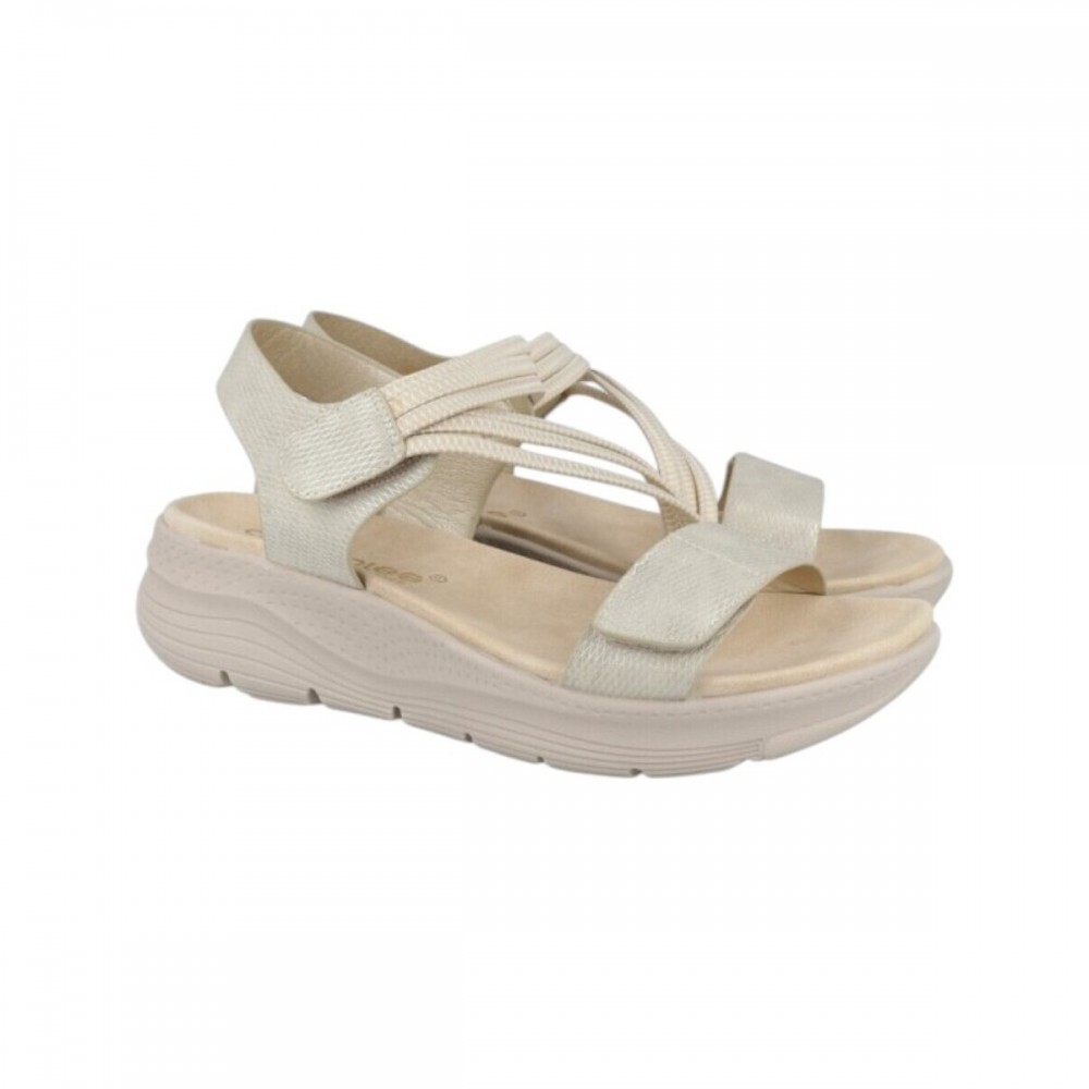 SANDALIA CONFORT TIRAS ELASTICAS PLATINO