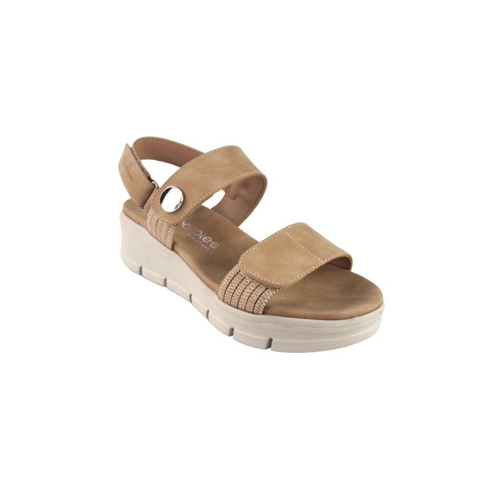 SANDALIA DOBLE TIRA ELASTICOS BEIG