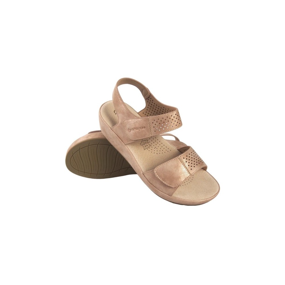 SANDALIA CONFORT DOBLE VELCRO PLATINO