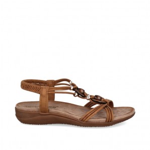 SANDALIA  ELASTICO TRENCADO BRONCE