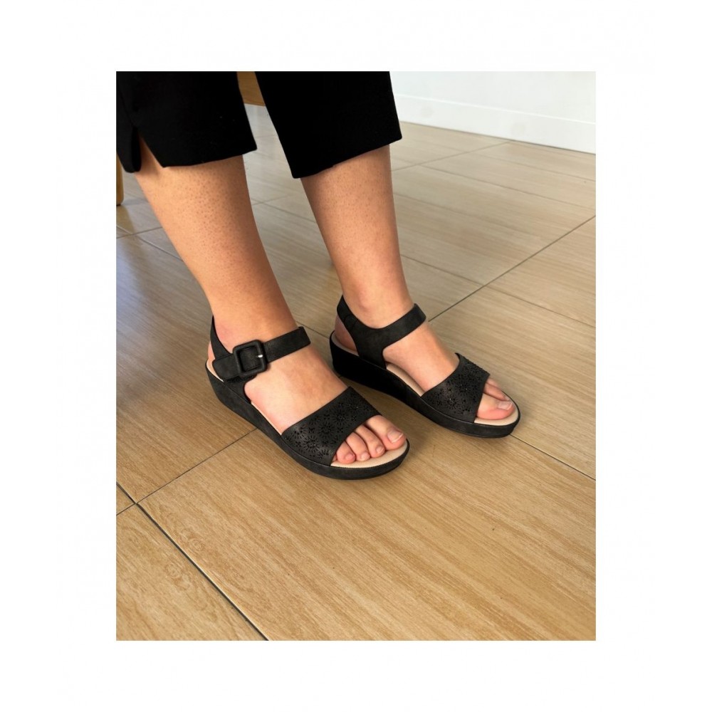 SANDALIA CÑA CONFORT HEBILLA NEGRO