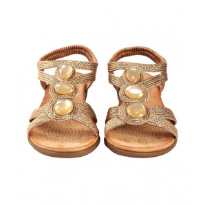 SANDALIA ELASTICO TRENZADO BRONCE