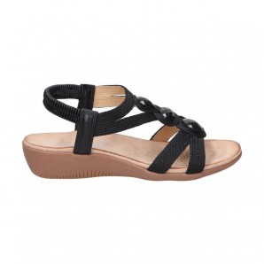 SANDALIA ELASTICO TRENZADO NEGRO