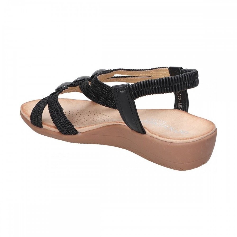 SANDALIA ELASTICO TRENZADO NEGRO