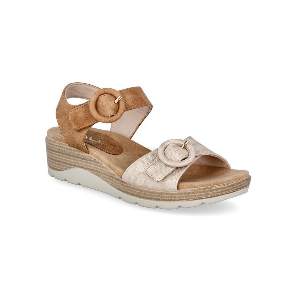 SANDALIA CUÑA HEBILLA RECONDA CUERO