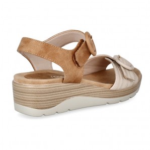 SANDALIA CUÑA HEBILLA RECONDA CUERO