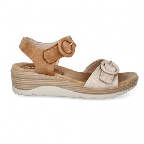 SANDALIA CUÑA HEBILLA RECONDA CUERO